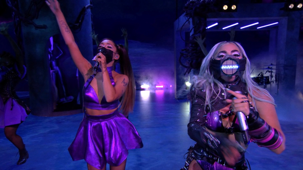 Lady Gaga and Ariana Grande perform during the 2020 MTV VMAs  / VIACOM