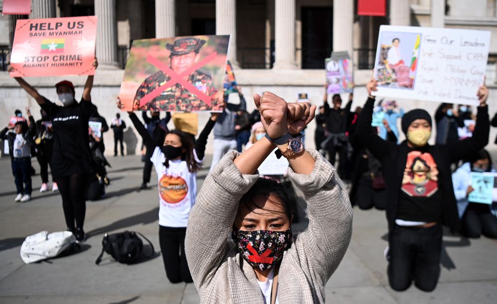 Protest against Myanmar Military Coup in London  / ANDY RAIN