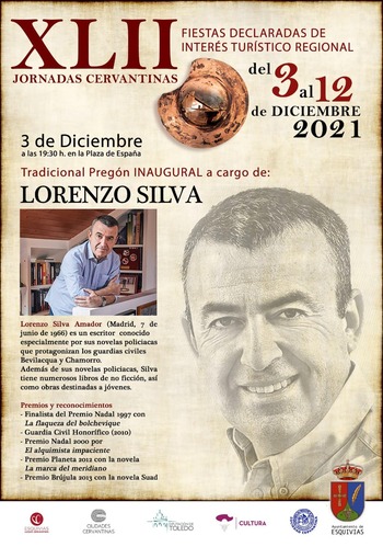 Lorenzo Silva será el pregonero de las Jornadas Cervantinas