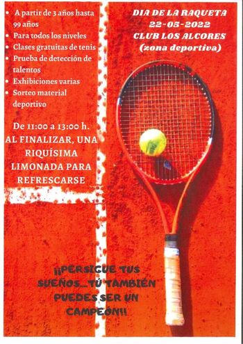 El Club Los Alcores celebra este domingo el Día de la Raqueta