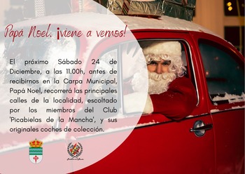 Papá Noel llega a La Villa de don Fadrique en un coche clásico