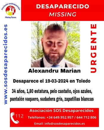 Alexandru Marian, desaparecido en Toledo el pasado martes
